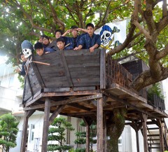 Pirate ship appears in a tree at Chubu Agricultural High School