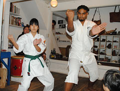 Hiwat from Suriname practices karate in Okinawa
