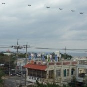 Complaints from local residents after six CH 46 helicopters fly over Ginowan City