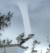 Tornado appears over Oura Bay in Nago