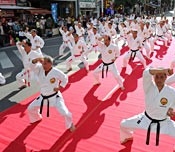 1,000 martial artists demonstrate their karate routines