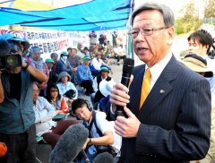 New Okinawa governor Takeshi Onaga visits Henoko to proclaim true democracy from Okinawa
