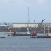 Large floating devices introduced in Henoko: 40 citizens hold a protest rally