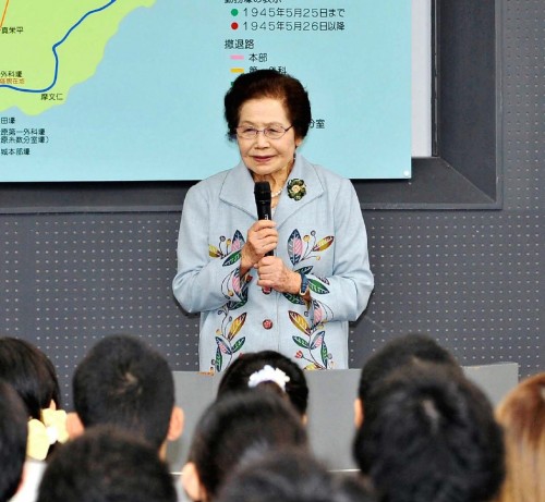Former Himeyuri student delivers final lecture at museum
