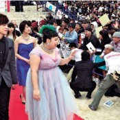 Fans cheer stars on the red carpet at Okinawa International Movie Festival