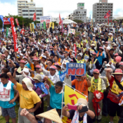 55 years after Okinawa reverted to Japanese sovereignty 2,500 people rally to block construction of new US base