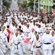 3973-Person Karate demonstration breaks Guinness World Record at anniversary festival on Kokusai Street