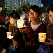 Candlelit protests against US military bases in Okinawa