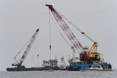 ODB begins submerging concrete blocks in Oura Bay to restrict Henoko base construction site