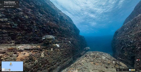 Walking underwater in Okinawa with google underwater street view