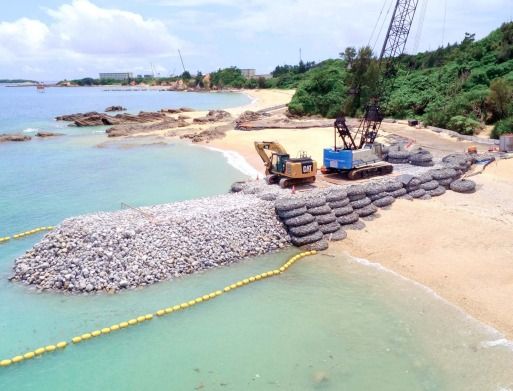 Henoko embankment work has continued for a month