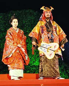 Newly selected sixth-generation Hokuzan king and queen promote Nakijin