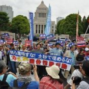 Ten thousand people encircle Japan’s National Diet to protest land reclamation work in Henoko