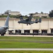 Three U.S. Air Force CV-22 Ospreys land at Kadena Air Base in first trip to Okinawa, two planes must make emergency landing at Amami Airport