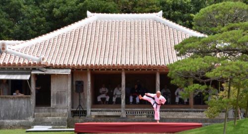 Okinawa Karate demonstration held at Shikinaen to pray for success of International Tournament