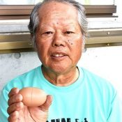 Chicken owner in Yomitan is surprised to find egg in capsule form
