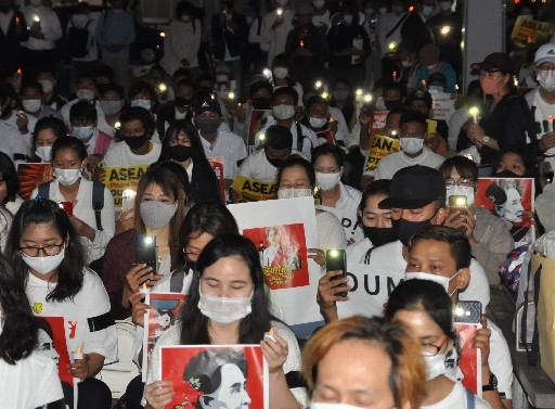Memorial in Naha for victims in Myanmar protests