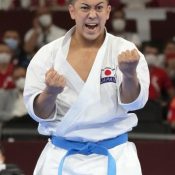 Breaking – Kiyuna wins the gold medal in the Men’s Karate Kata, bringing home Okinawa’s first Olympic Gold Medal